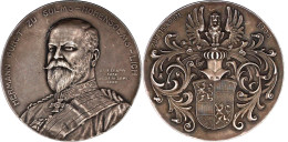 Silbermedaille 1908 V. Lauer/Nürnberg. Auf Den 70. Geburtstag Seines Vaters Hermann (+1899, Preußischer Generalmajor). B - Pièces De Monnaie D'or