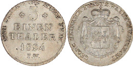 1/3 Taler 1824 FW. Vorzüglich/Stempelglanz, Selten. Jaeger 31. AKS 21. - Goldmünzen
