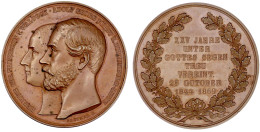 Bronzemedaille 1869 Von Brehmer. Zur Silberhochzeit Der Prinzessin Hermine Mit Adolf Georg Von Schaumburg-Lippe. 46 Mm.  - Goldmünzen