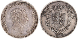 Doppelgulden 1825 W. Sehr Schön, Schrötlingsfehler. Jaeger 54. Thun 432. AKS 75. - Goldmünzen