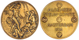 Niederlande: Messingmedaille 1914 Von M.V. Allgemeiner Unterstützungsverein Amsterdam. 40 Mm. Vorzüglich - Autres & Non Classés