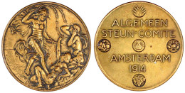 Niederlande: Messingmedaille 1914 Von M.V. Allgemeiner Unterstützungsverein Amsterdam. 40 Mm. Vorzüglich - Andere & Zonder Classificatie