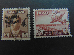 Magnifique Lot De 2 Timbres Fin De Catalogue (un Poste Aérienne Et Un Timbre De Service) Oblitérés - Iraq