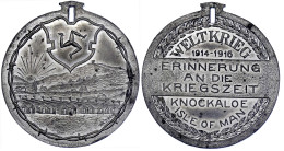 Tragb. Zinnmedaille 1916. Erinnerung An Die Kriegszeit Knockaloe Isle Of Man/Gefangenenlager Mit Barracks, Umgeben Von S - Andere & Zonder Classificatie