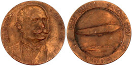 Bronzemedaille 1909 V. Mayer U. Wilhelm, Stgt., A. Graf Zeppelin. Brb. V.v./Zeppelin. 33 Mm Vorzüglich, Mattiert. Kaiser - Andere & Zonder Classificatie