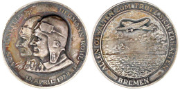 Silbermedaille 1928, Des Bayr. Hauptmünzamtes. Auf Den 1. Ost-West-Atlantikflug. Das Flugzeug Bremen über Dem Meer/Brb.  - Otros & Sin Clasificación