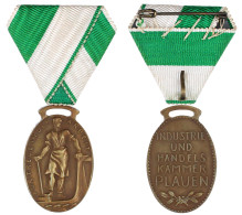 Ovale Bronzeverdienstmedaille Mit Bandspange O.J. Der Handelskammer Plauen/Für Treue In Der Arbeit. 24 X 34 Mm. Im Origi - Andere & Zonder Classificatie