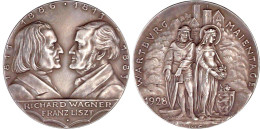 Silbermedaille 1928. Wagner Und Liszt/Wartburg Maientage. 36 Mm, 19,75 G. Vorzüglich/Stempelglanz, Mattiert. Kienast 404 - Otros & Sin Clasificación