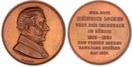 Bronzemedaille 1860 V. F. Aberli, Auf Heinrich Locher (1800-1865), Prof. D. Chirurgie In Zürich, Gewidmet Von Seinen Dan - Autres & Non Classés
