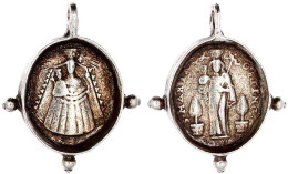 Tragb., Ovale, Vers. Medaille O.J. (17. Jh.). Madonna Zw. Pflanzenkübeln/Maria Mit Kind. 20 X 18 Mm. 5,08 G. Sehr Schön, - Autres & Non Classés