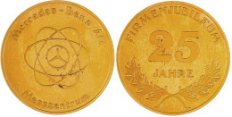 Vergoldete Medaille O.J. Mercedes-Benz AG Messzentrum. Firmenjubiläum 25 Jahre. 41 Mm. Im Etui. Fast Stempelglanz - Autres & Non Classés