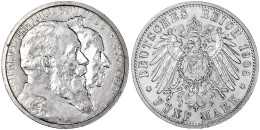 5 Mark 1906. Zur Goldenen Hochzeit. Vorzüglich/Stempelglanz. Jaeger 35. - Altri & Non Classificati