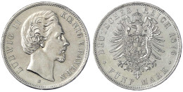 5 Mark 1876 D. Vorzüglich, Winz. Randfehler. Jaeger 42. - Altri & Non Classificati