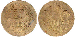 20 Heller 1916 T, Messing, Zweige Mit 3 Blättern Unter Wertangabe, Große Krone, L`s Vollständig. Vorzüglich/Stempelglanz - Duits-Oost-Afrika