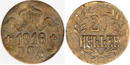 20 Heller 1916 T, Messing, Zweige Mit 3 Blättern Unter Wertangabe, Große Krone, L`s Vollständig. Vorzüglich, Kl. Schrötl - Africa Orientale Tedesca