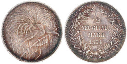 1/2 Neuguinea-Mark 1894 A, Paradiesvogel. Vorzüglich/Stempelglanz, Schöne Patina. Jaeger 704. - Nueva Guinea Alemana