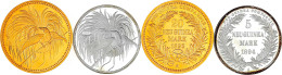 2 Neuprägungen: 5 Mark 1895/2001 Feinsilber In Originalgröße Und 20 Mark 1895 (Copy) In 5 Mark-Größe (CuNi Vergoldet). B - Nueva Guinea Alemana