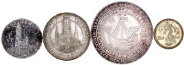 4 Stück: 5 Gulden NP 1923/1977 (Silber PP), 25 Gulden NP 1930/2001 (vergoldet PP), Feinsilbermedaille (Danziger Jubiläum - Other & Unclassified