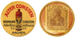 Briefmarkenkapselgeld, Alter Consten Hermann Consten... O. J. Plastikhülle Mit 5 Pf. Germania, MUG Rot. Vorzüglich, Sehr - Other & Unclassified