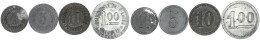Kriegsgefangenenlager, 4 Zinkmarken: 1, 5, 10 Und 100 Pfennig O.J. Sehr Schön/vorzüglich, Einmal Korrodiert. Menzel 2096 - Other & Unclassified