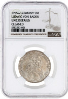 Markgraf Von Baden 1955 G. Im NGC-Blister Mit Grading UNC-DETAILS Cleaned. Fast Vorzüglich. Jaeger 390. - Sonstige & Ohne Zuordnung