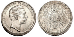 3 Mark 1909 A, Ca. 10% Dezentriert Geprägt. Fast Stempelglanz, Prachtexemplar. Jaeger 103. - Altri & Non Classificati