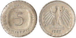 5 Mark 1989 G (verm.), Auf Viel Zu Dünnem Schrötling Mit Prägeausfällen, Randschrift Nur Halb Vorhanden. 5,19 G. Vorzügl - Sonstige & Ohne Zuordnung