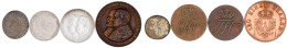 8 Stück: Preussen Pfennig 1799 A, Schilling 1797 E, 3 Pf. 1864 A, Bronzemed. 1839 Reformationsjub., Sachsen-Coburg-Meini - Autres & Non Classés