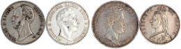 4 Silbermünzen: Preussen 5 Mark 1908 (vz, Berieben), Niederlande 2 1/2 Gulden 1847, Italien Sardinien 5 Lire 1844, Großb - Andere - Europa