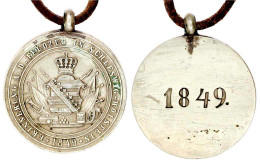 Sachsen: Tragbare Weißmetallmedaille 1849. Erinnerung An Den Feldzug In Schleswig-Holstein. 31 Mm. Vorzüglich, Am Lederb - Other & Unclassified