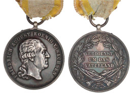 Sachsen: Silberne Verdienstmedaille Des St. Heinrich-Ordens, Mit Stempelsignatur, Am Band. 36 Mm; 20,88 G. Gutes Vorzügl - Andere & Zonder Classificatie