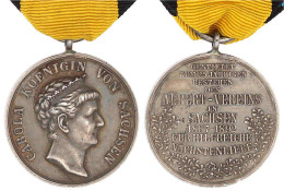 Silberne Carola-Medaille Des Albert-Vereins Am Band. 27 Mm; 13,36 G. Vorzüglich. OEK 2261. - Autres & Non Classés