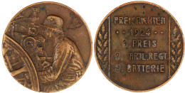 Bronzemedaille Für Preisrichten 1924 Für Den 3. Preis 2. Artl-Regt., 8. Batterie. 50 Mm. Vorzüglich, Kl. Randfehler, Etw - Andere & Zonder Classificatie