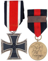 2 Stück: EK II 1939 Am Band Und Medaille Des 1. Oktober 1938 Mit Spange Prager Burg Am Band. Beide Vorzüglich - Altri & Non Classificati