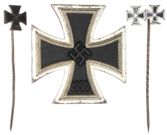 Eisernes Kreuz I. Klasse 1939. Ohne Herstellerangabe. Flache Ausführung Mit Nadel. Im Originaletui. Dazu Emaill. Miniatu - Other & Unclassified