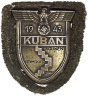 Kuban-Schild 1943 Eisen, Bronziert Auf Filz Mit Gegenplatte. Sehr Schön, Filz Etwas Beschädigt. Niemann 7.05.05. - Andere & Zonder Classificatie