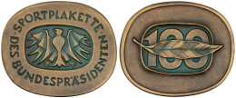 Sportplakette Des Bundespräsidenten. Bronze, Oval, 125 X 115 Mm. Im Etui. Verliehen Ab 1984 An Sportvereine Mit Mindeste - Altri & Non Classificati