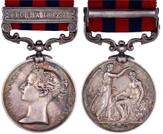 India General Service Medal Am Band Mit Spange Burma 1885-7. 36 Mm, Gesamtgewicht 42,67 G. Rand: "2774 Pte. J. Thompson  - Unclassified