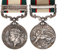 Silberne India General Service Medal Mit Bandspange NORTH WEST FRONTIER 1936-1937. Sehr Schön/vorzüglich, Kl. Kratzer, S - Zonder Classificatie