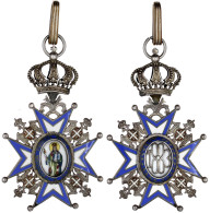 St. Sava-Orden, Kommandeurskreuz (III. Klasse), 3. Modell "1883" (verliehen 1921-1941) Mit Halsband. Vorzüglich, Emaille - Non Classificati