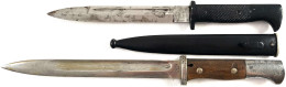 2 X Seitengewehr K98, Einmal Ohne Scheide, Herstellerv Richard Herder, Solingen; Einmal Ohne Hersteller In Scheide, Grif - Knives/Swords