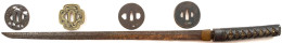 Klinge Eines Wakizashi Mit Habaki, Am Schaft Signiert (nur Noch 未 Erkennbar), Länge 70 Cm. Dazu Ein Griff Für Ein Wakiza - Messen
