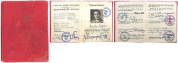 Drittes Reich: NSDAP-Mitgliedsausweis (gleichzeitig Personalausweis) 1933 Des Günter Schultze Aus Halle/Saale. Mit Eintr - Autres & Non Classés