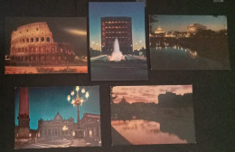 Lotto N. 5 Cartoline Vintage Roma Di Notte Non Viaggiate (341) Come Da Foto 14,8 X 10,3 Cm Offertissima - Verzamelingen