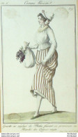 Gravure De Mode Costume Parisien 1798 N° 17 (An 6) (nvelle 1) Griselle En Négligé - Etsen