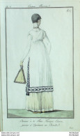 Gravure De Mode Costume Parisien 1798 N° 62 (An 6) Tunique Courte Garnie - Radierungen