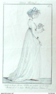 Gravure De Mode Costume Parisien 1798 N° 65 (An 7) Capote à Haute Forme - Eaux-fortes