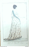 Gravure De Mode Costume Parisien 1798 N° 67 (An 7) Tunique Plissée Doliman - Etchings