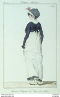 Gravure De Mode Costume Parisien 1799 N°115 (An 7) Chapeau En Crêpe De Couleur - Etsen