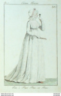 Gravure De Mode Costume Parisien 1799 N°118 (An 7) Robe à Fleurs - Etsen